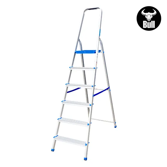 ESCALERA ALUMINIO TIPO BANQUETA 6 PASOS 150KG 1.28m AB150-6IA AMERICAN BULL