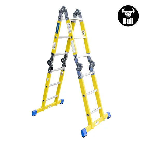 ESCALERA FIBRA MULTIUSOS + PLATAFORMA 12 PASOS 150KG FM150-12IA+ PASOS AMERICAN BULL