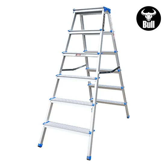 ESCALERA ALUMINIO TIPO BANQUETA DOBLE 6 PASOS 150KG 1.32m ABD150-6IA AMERICAN BULL