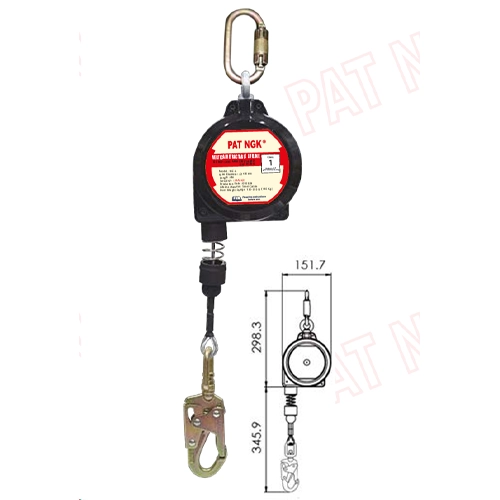 LINEA RETRACTIL CABLE DE ACERO 4.8mmx6M CON GANCHO DOBLE SEGURO CARABINERO ME-06 PATNGK