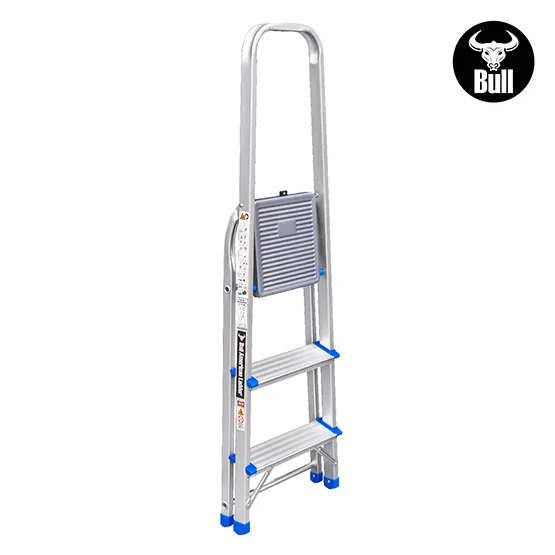 ESCALERA ALUMINIO TIPO BANQUETA ECONOMIC 3 PASOS 150KG 0.62m EAB150-3IA AMERICAN BULL