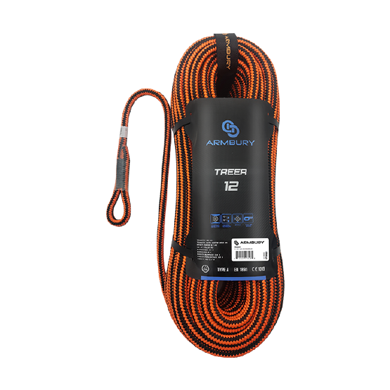 TREER 12 CUERDA SEMIESTATICA 12mm X 35MTS TERMINALES SELLADOS NEGRO / NARANJA 36 KN 4112691 ARMBURY