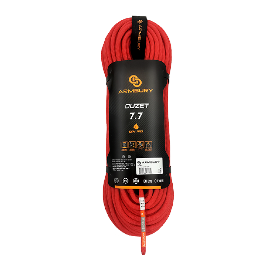 OUZET DRY PRO 7.7 CUERDA DINAMICA 7.7mm X 60MTS TERMINALES SELLADOS ROJO 6.2 KN 4111135 ARMBURY