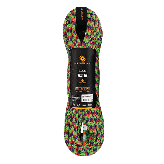 EDGE DRY PRO 10.5 CUERDA DINAMICA 10.5mm (PRESENTACIÓN MÁX 200MTS) VERDE NEON / ROJO / MORADO 9.1 KN 4111739 ARMBURY