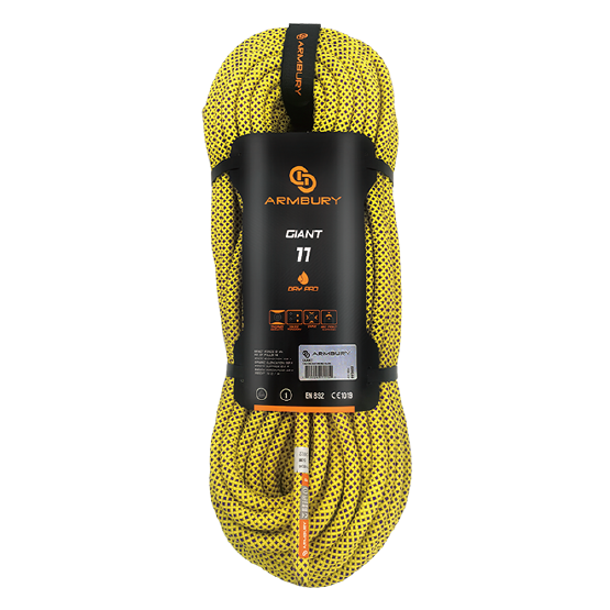 GIANT DRY PRO 11 CUERDA DINAMICA 11mm (PRESENTACIÓN MÁX 200MTS) AMARILLO 9 KN 4111839 ARMBURY