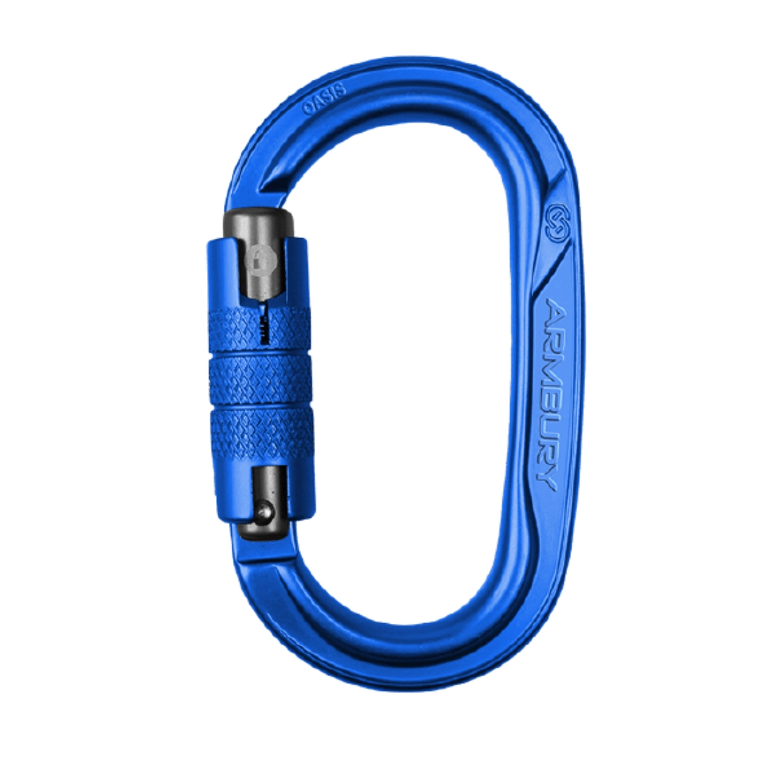 MOSQUETÓN ERGONÓMICO OVAL ALUMINIO AZUL TRIPLE SEGURO AUTOMÁTICO 31 kNCE-EN 12275-EN 362 OASIS OVAL TRIPLE - 4131434 ARMBURY