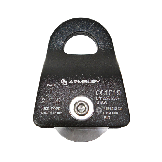 POLEA SIMPLE MÓVIL ALUMINIO 12MM NEGRO 20 kN CE-EN 12278 SID MOBILE BLACK - 4151212 ARMBURY