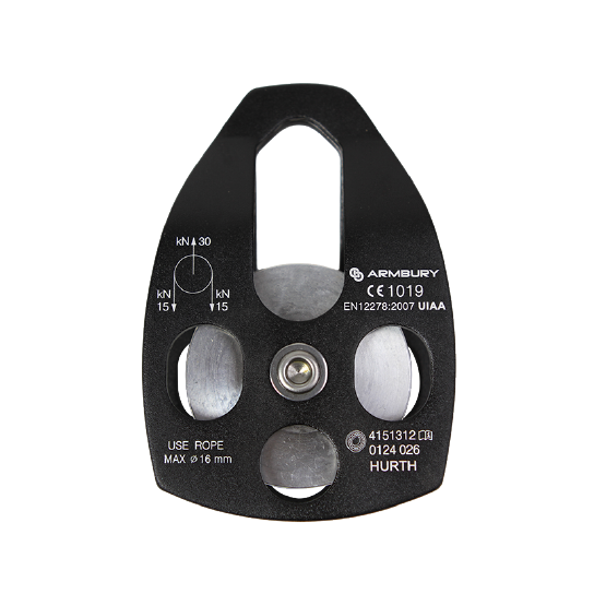 POLEA SIMPLE MÓVIL REFORZADA ALUMINIO 16MM NEGRO 30 kN CE-EN 12278 HURTH MOBILE BLACK - 4151312 ARMBURY