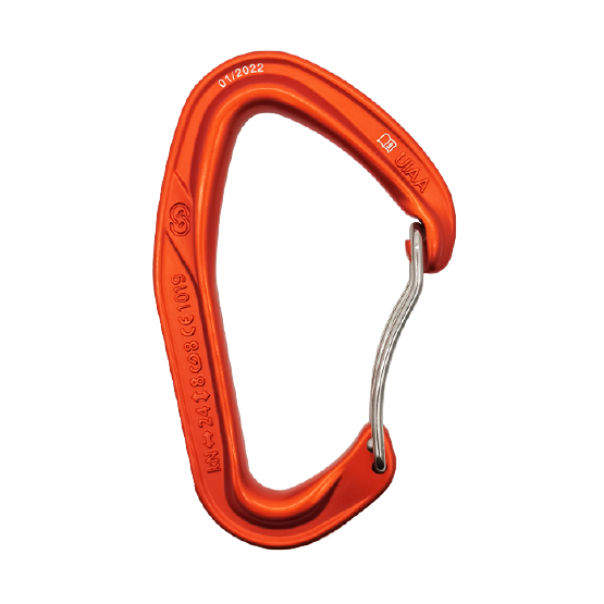 MOSQUETON ERGONOMICO ALUMINIO NARANJA SEGURO SIMPLE AUTOMATICO O SEGURO AUTOMATICO 24 kN CE-EN 12275-UIAA ACE WIRE ORANGE 4131160 ARMBURY