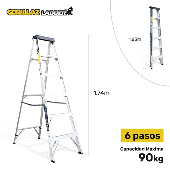 ALUMINIO ESCALERA TIJERA SIMPLE 1.83m GATS6-III GORILLAZ 90KG