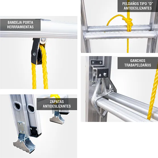 ALUMINIO ESCALERA EXTENSION 5.28m GATT20-III GORILLAZ 90KG