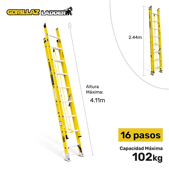 FIBRA ESCALERA EXTENSION 4.14m GFTT16-II GORILLAZ 102KG