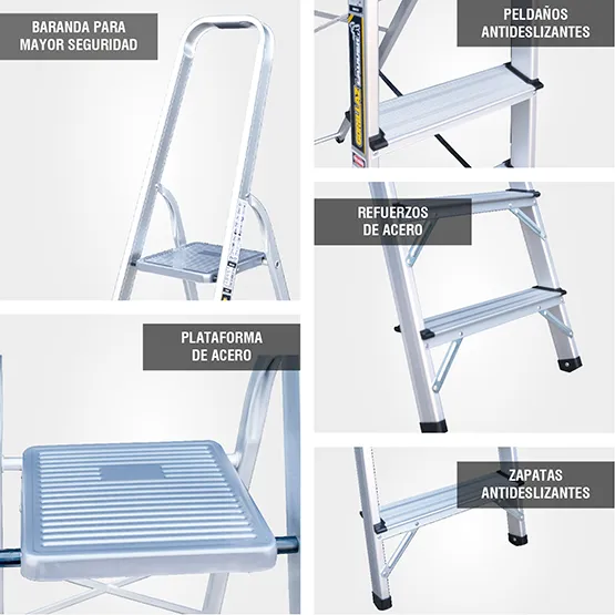 ALUMINIO ESCALERA BANQUETA 1.06m GAB5-IA GORILLAZ 150KG