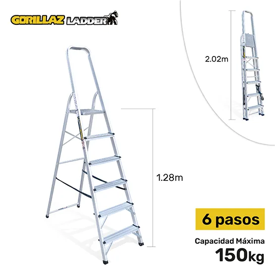 ALUMINIO ESCALERA BANQUETA 1.28m GAB6-IA GORILLAZ 150KG