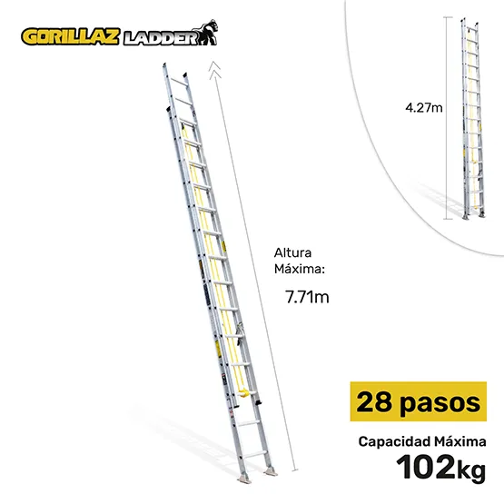 ALUMINIO ESCALERA EXTENSION 7.72m GATT28-II GORILLAZ 102KG